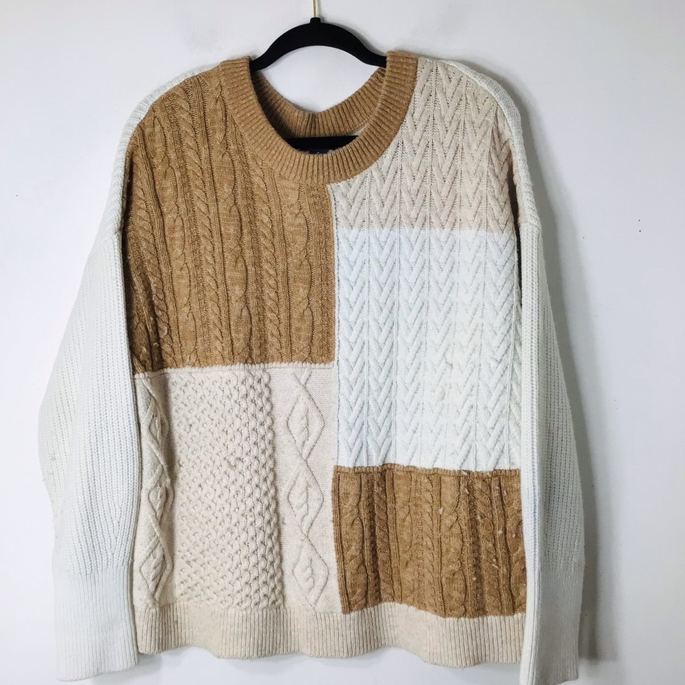 Lands End sweater women smal wool Colorblock